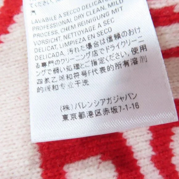 Balenciaga Virgin Wool Large Shawl Scarf With Logo Pattern Red Ivory - Picture 8 of 8
